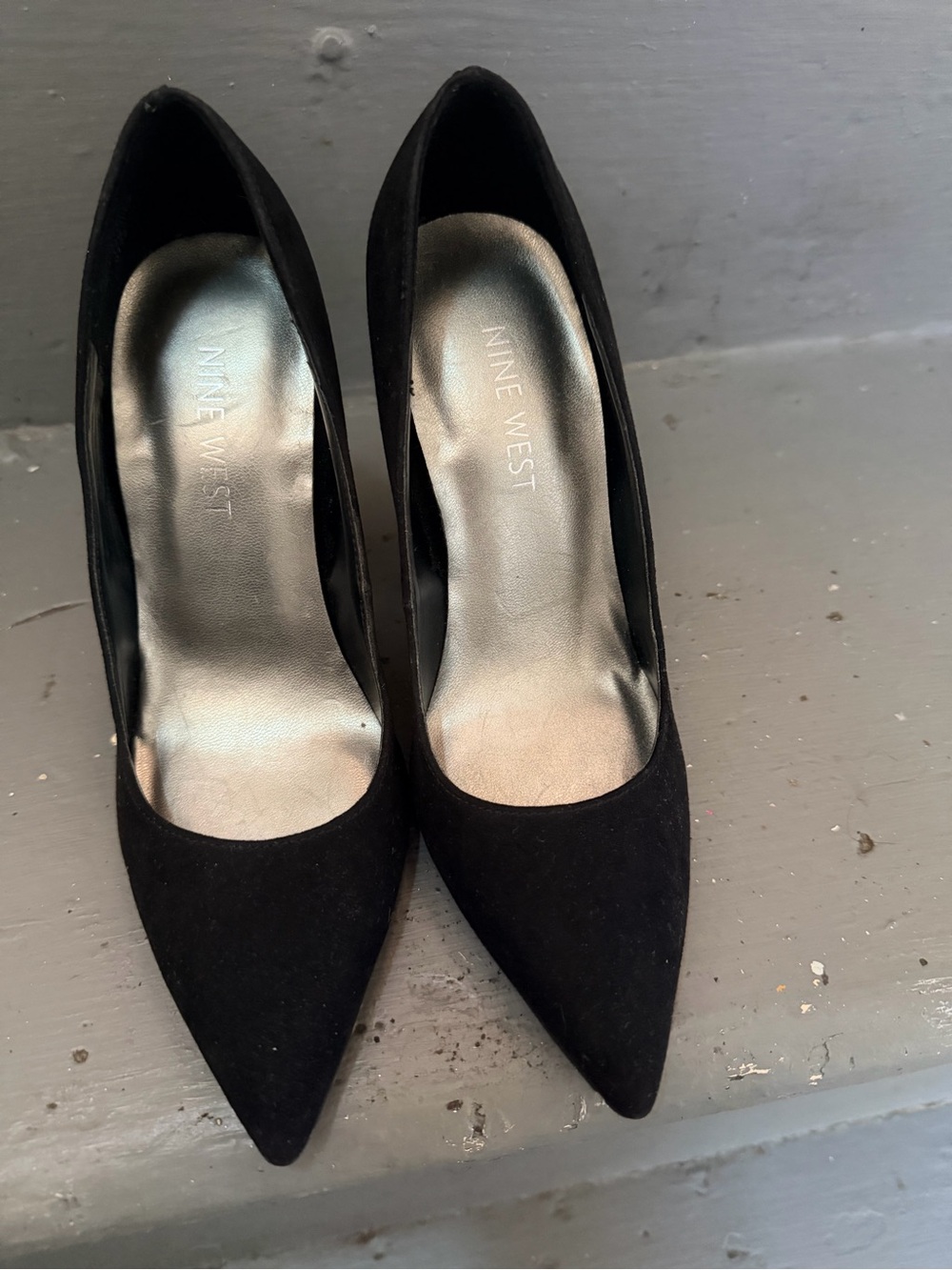 Nine West Black Pointed Suede Pumps